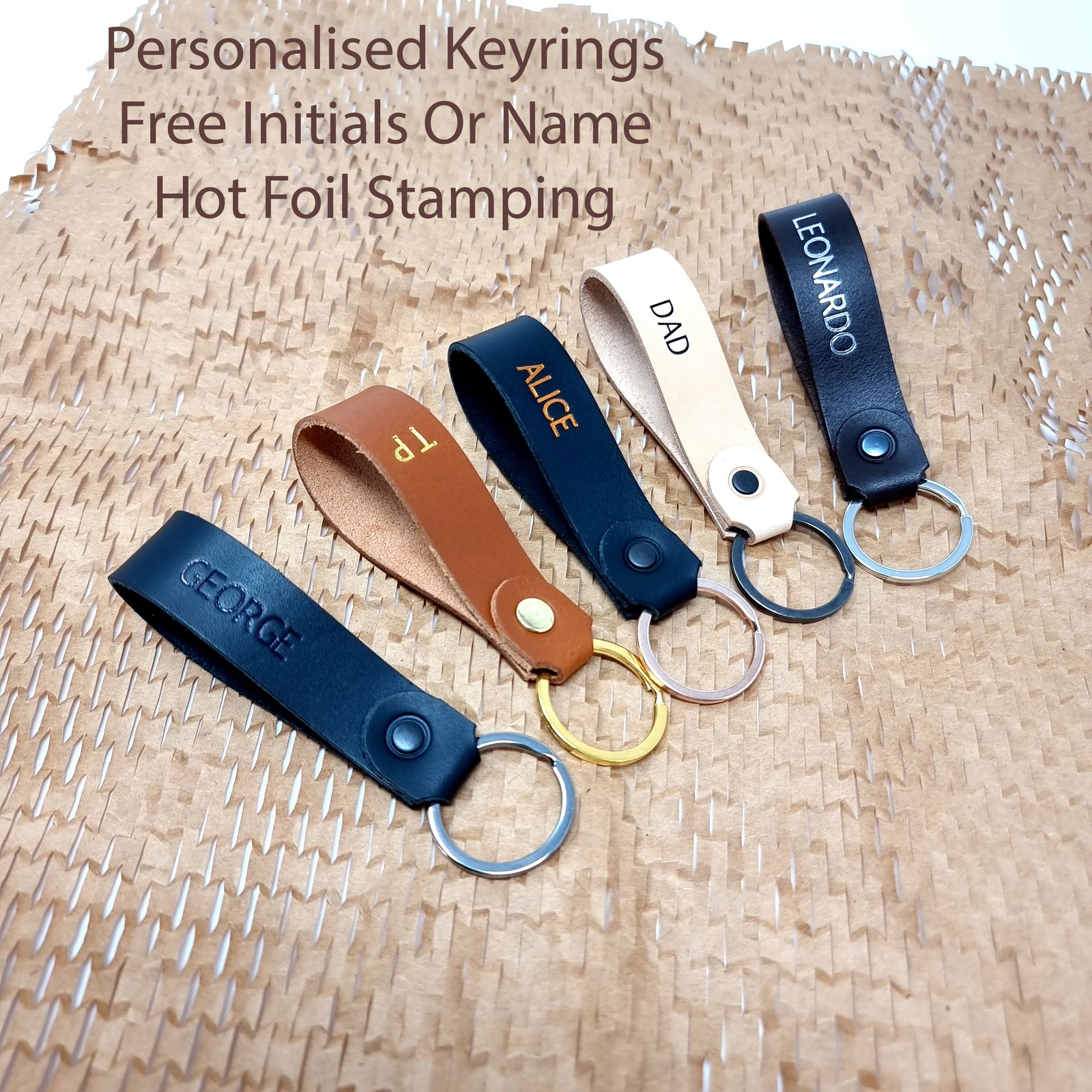 Personalised Keyring Initial Leather Keyring Personalised Leather