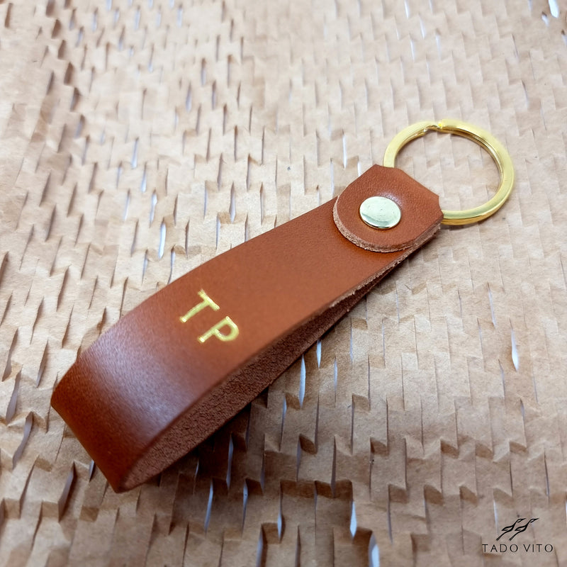 Personalised Leather Keyring With Split Ring Personalised gift (20mm wide)