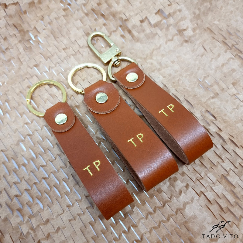 Personalised Leather Keyring With Split Ring Personalised gift (25mm wide)
