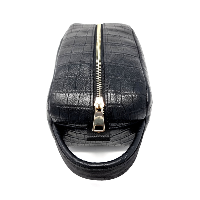 TADO VITO Black Crocodile Embossed Leather Hand Wallet Case