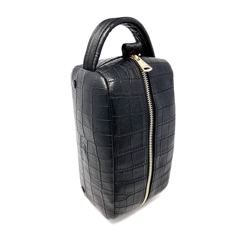 TADO VITO Black Crocodile Embossed Leather Hand Wallet Case