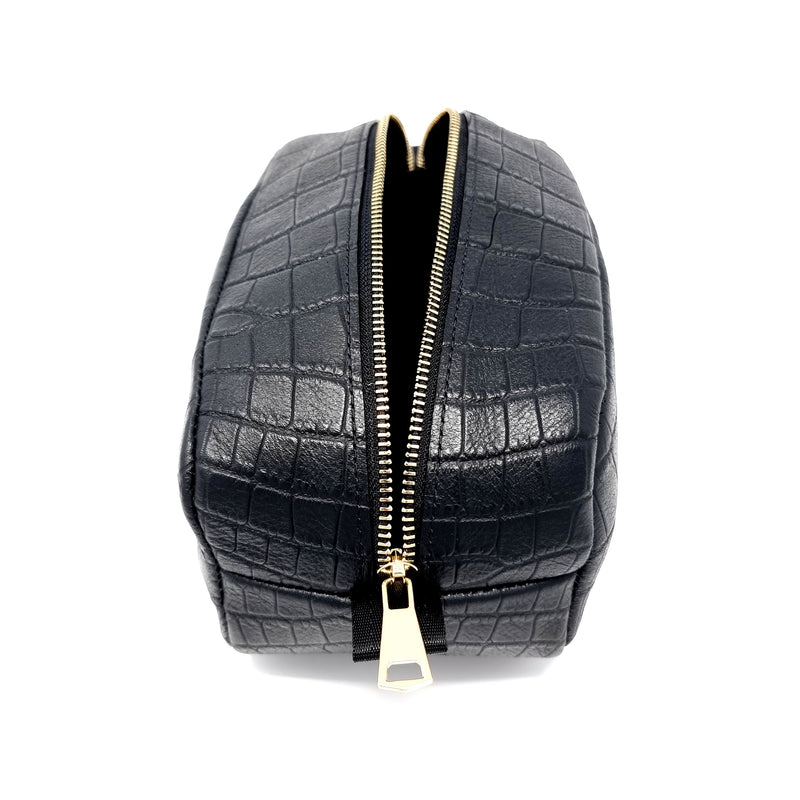 TADO VITO Black Crocodile Embossed Leather Hand Wallet Case