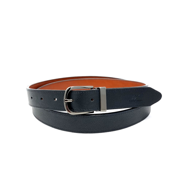Black Leather Belt Slim Black Buckle
