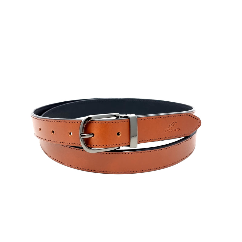 Brown Leather Belt Slim Black Buckle