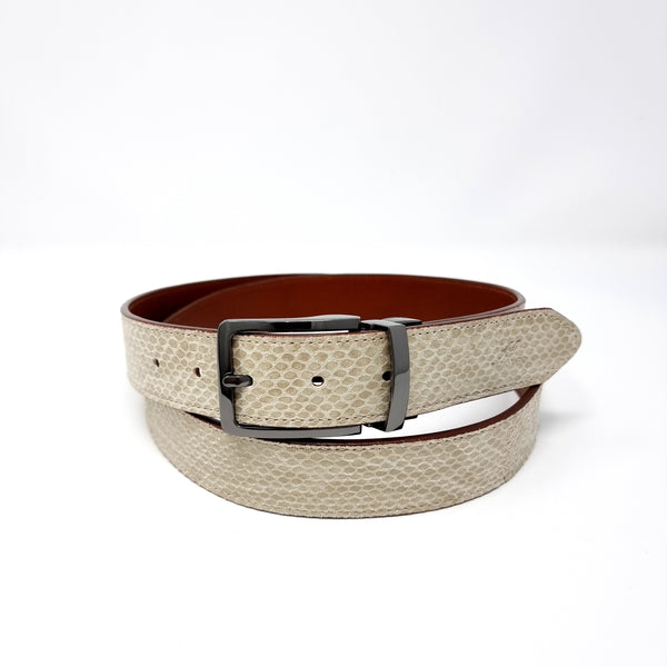 Foiled Snake Effect Leather Belt Black Buckle