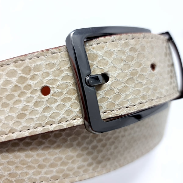 Foiled Snake Effect Leather Belt Black Buckle