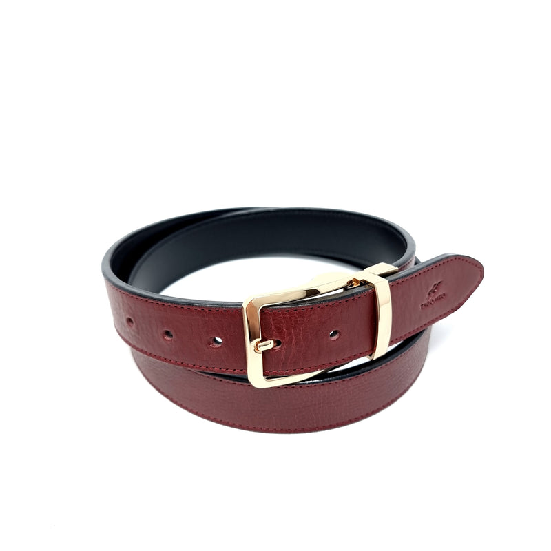 Burgundy Belt Gold Buckle