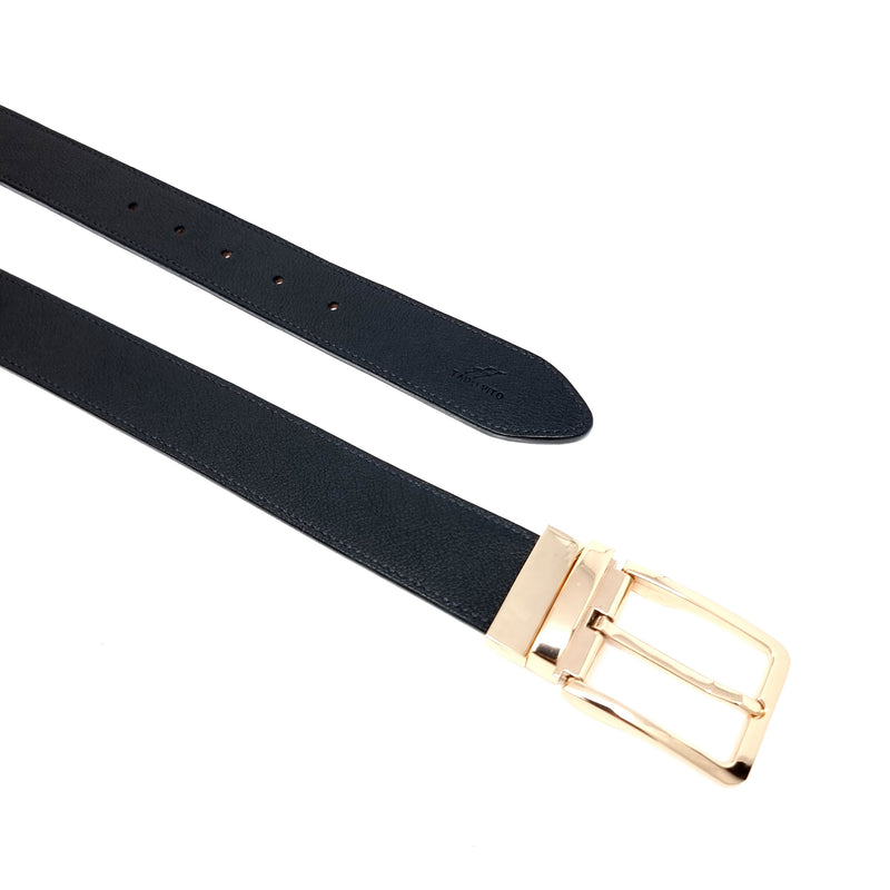 Black Leather Belt Gold Buckle