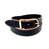 Black Crocodile Embossed Belt Gold Buckle