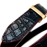 Black Crocodile Embossed Belt Gold Buckle