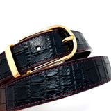 Black Crocodile Embossed Belt Gold Buckle