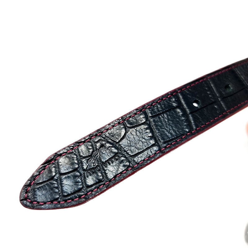 Black Crocodile Embossed Belt Black Buckle