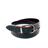 Black Crocodile Embossed Belt Black Buckle