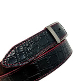 Black Crocodile Embossed Belt Black Buckle