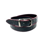 Black Crocodile Embossed Belt Black Buckle