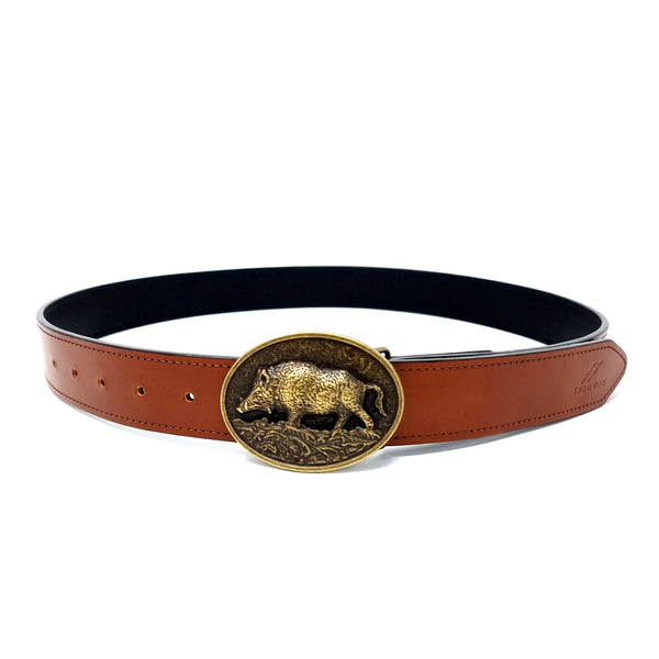 Brown Leather Belt Wild Hog