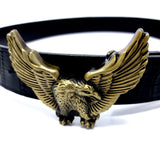 Black Crocodile Embossed Eagle Belt
