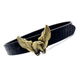 Black Crocodile Embossed Eagle Belt