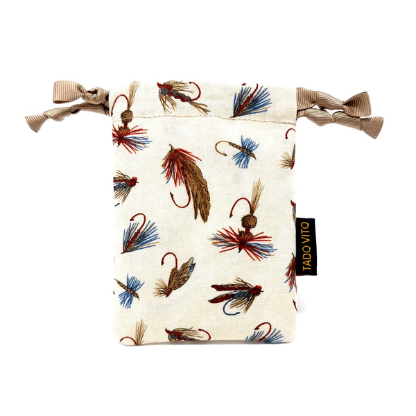 Drawstring Jewellery Pouch Ecru Flies