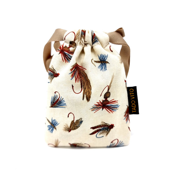 Drawstring Jewellery Pouch Ecru Flies