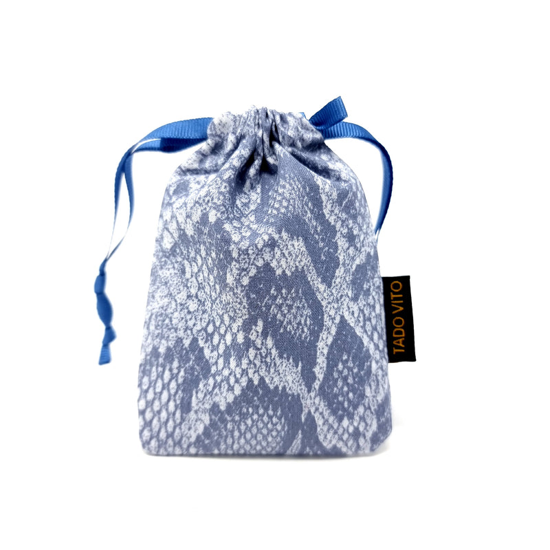 Drawstring Jewellery Pouch Blue Snake