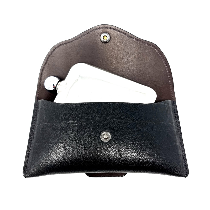 Black Crocodile Embossed Belt Hip Flask Case