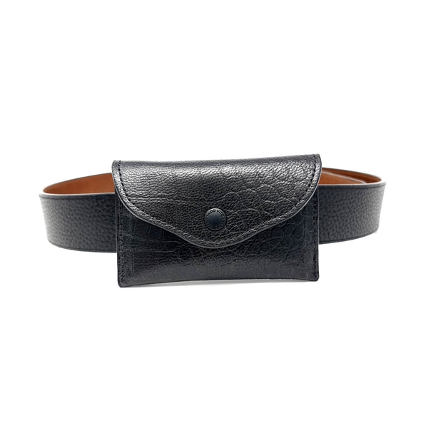 Black Crocodile Embossed Belt Wallet