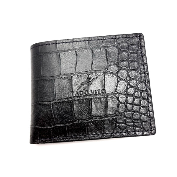 Black Crocodile Embossed Bifold Wallet