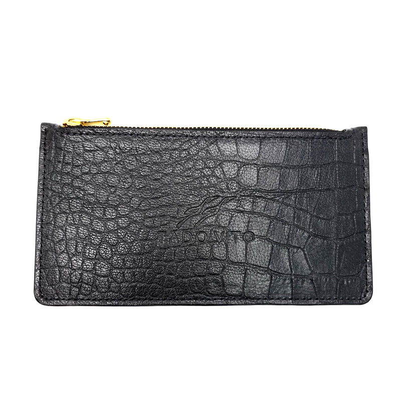 Black Crocodile Embossed Clutch