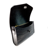 Black Crocodile Embossed Clutch