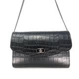 Black Crocodile Embossed Clutch