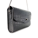 Black Crocodile Embossed Clutch