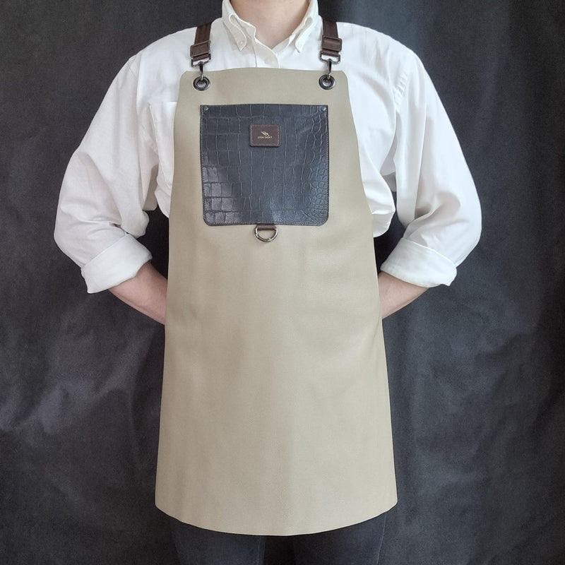 Brown Grey Leather Apron