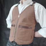 Men Brown Cotton Canvas Vest