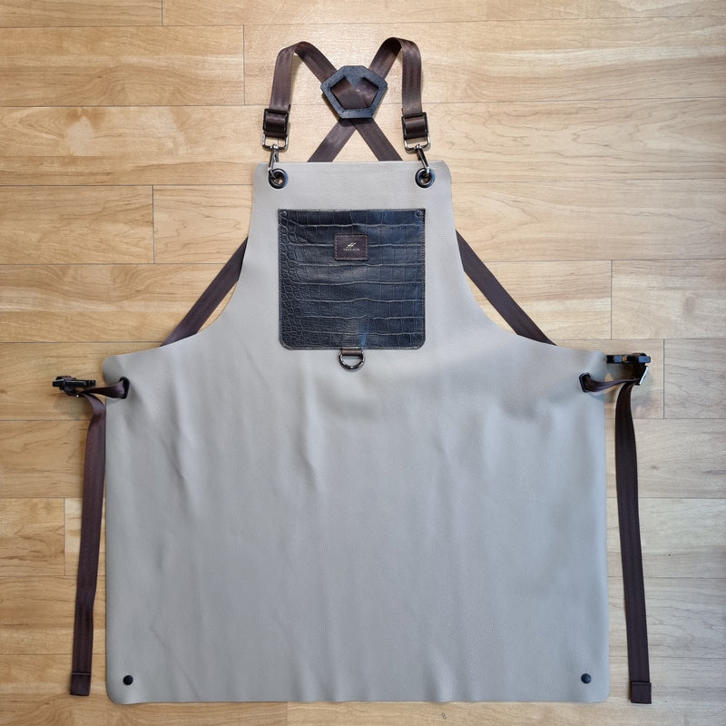 Brown Grey Leather Apron