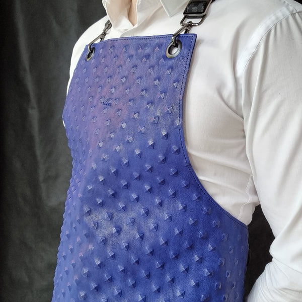 Blue Leather Apron 3D Embossed