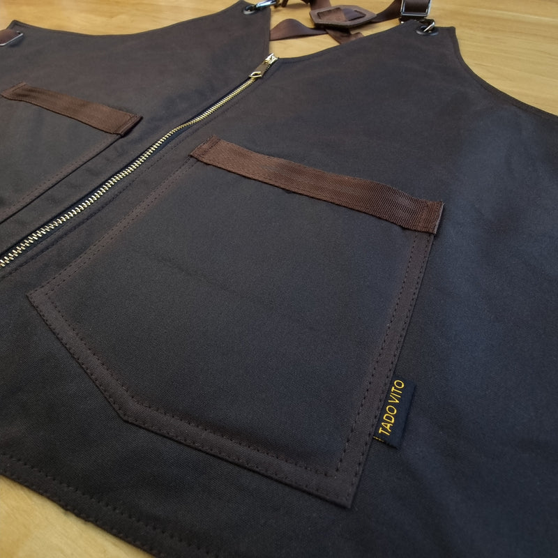 Brown Waxed Cotton Canvas Vest