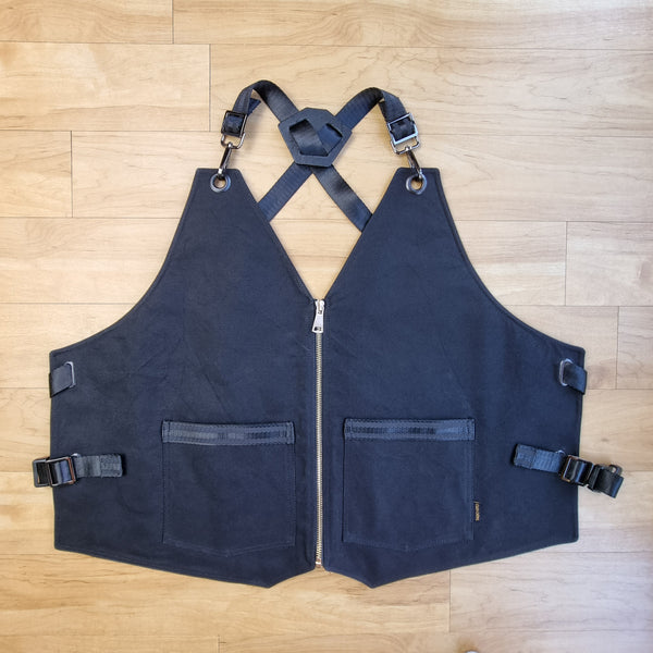 Black Cotton Canvas Vest