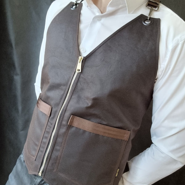 Brown Waxed Cotton Canvas Vest