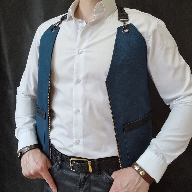Teal Cotton Canvas Vest