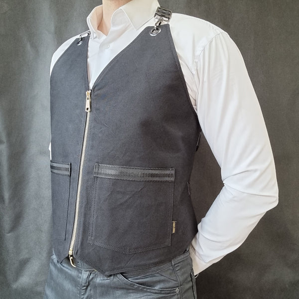 Black Cotton Canvas Vest