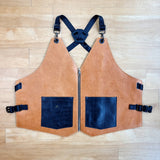 Brown Leather Vest With Crocodile Pockets