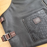 Black Leather Vest With Crocodile Pockets