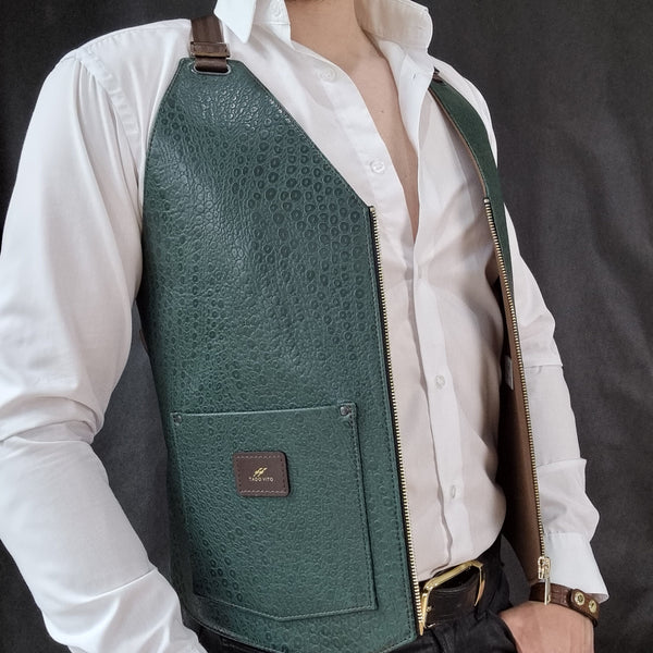 Green Lamb Leather Vest