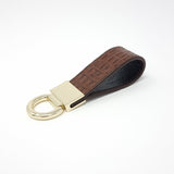 TADO VITO Leather Keyring Gold With Brown Embossed Crocodile Effect Leather
