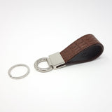 TADO VITO Leather Silver Keyring With Brown Embossed Crocodile Effect