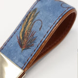 TADO VITO Sky Blue Flies Fishing Leather Keyring