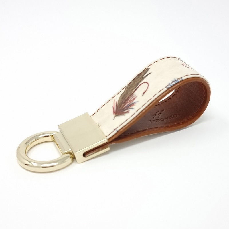 TADO VITO Ecru Flies Fishing Leather Keyring