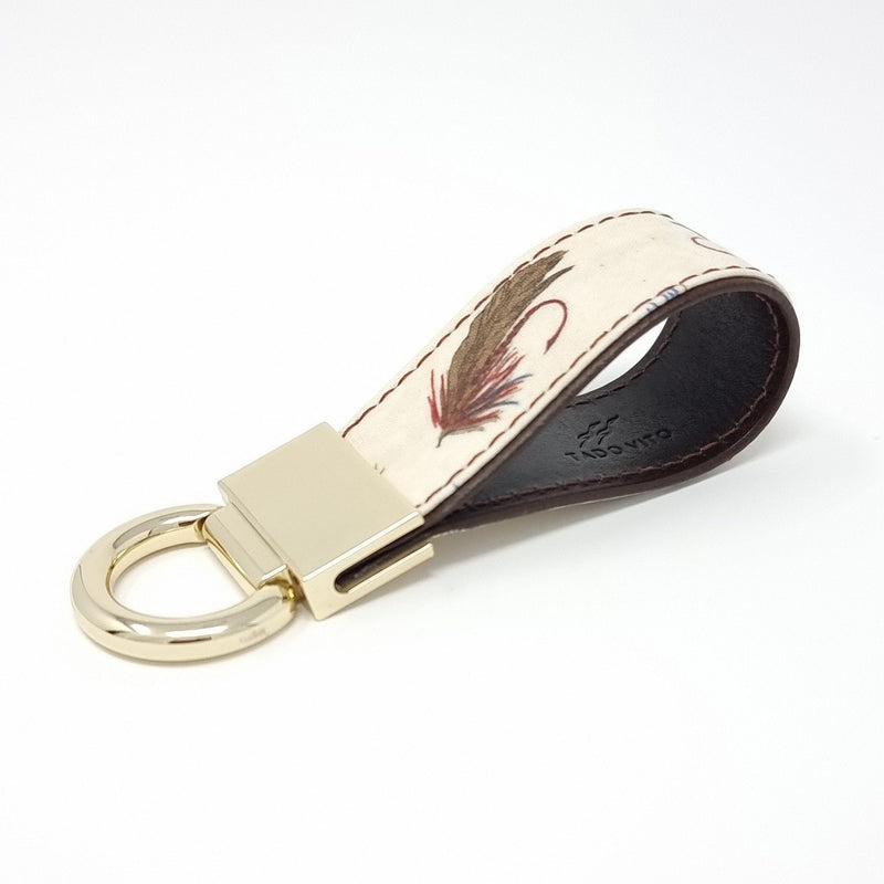 TADO VITO Ecru Flies Fishing Leather Keyring