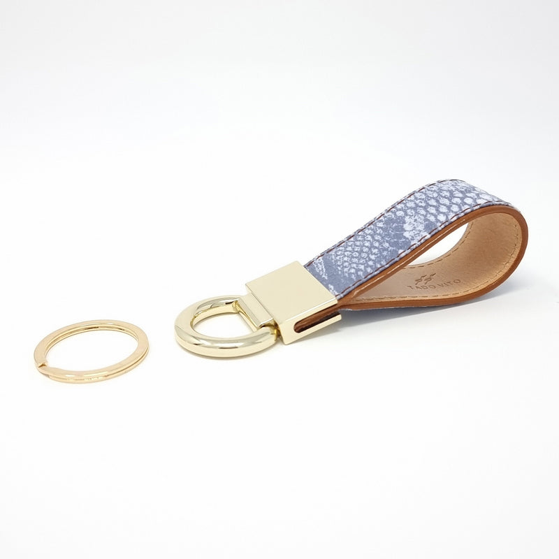 TADO VITO Gold/Silver Leather Blue Snake Coated Cotton Keyring